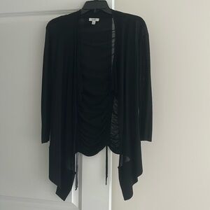 Cache Long Sleeve Black Cardigan with Ruched Back Drawstrings, Size S